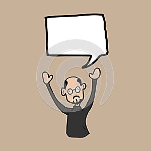 Bald man and speech balloon