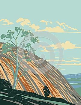 Bald Rock National Park North of Tenterfield on the Queensland Border in New South Wales Australia WPA Poster Art