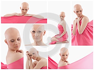 Bald woman in pink - Breast Cancer Awereness photo