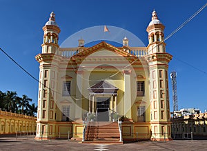 Baldevji Temple, Panna built around 1877 by Narendra Rudra Pratap Singh Bundela. It looks like a Roman Cathedral from the outside