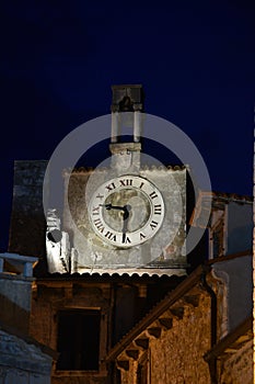 Bale / Croatia - 7/18/2019: Classic town clock with roman numbers