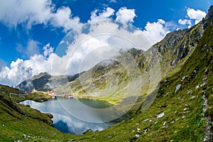 Balea glacier lake, Transfagarasan road in Romania Carpathian Fagaras mountains