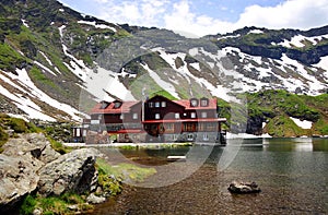 Summer landscape at Balea Lake Chalet in Fagaras Mountains, Carpathians