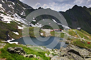 Summer landscape at Balea Lake Chalet in Fagaras Mountains, Carpathians