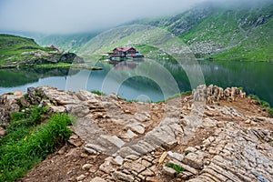 Balea Lake next to Transfagarasan road in Romania