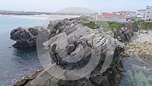 Baleal cliff panorama aerial 4k