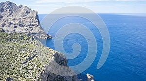 balearic, cliffs in Formentor, region north of the island of Mallorca in Spain