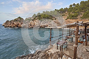 Balearic island coast in Mallorca. Picturesque cove in Deia. Spain