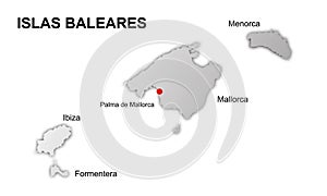 Balearic islands spain vector map photo