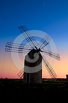 Balearic islands windmill wind mill sunset