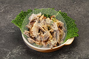 Baled lamb meat in the bowl