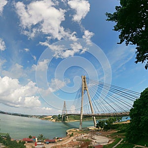 Balerang bridge in Batam with a beatiful blue sky