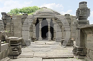 Baleshwar temple, one of the five rock temples inside Bahadurgad, Pedgaon, Taluka Shrigonda, Maharashtra, India photo