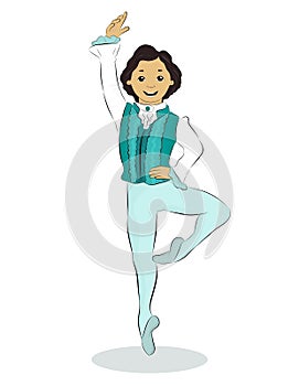 Vector illustration of a male ballet dancer in passe position photo