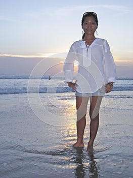 Bali beach asian girl kuta sunset indonesia