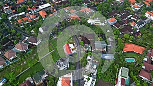 Bali Canggu aerial evening street view