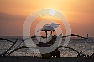 Bali fishing boat silhouette