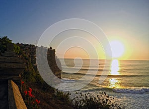 Bali holy Uluwatu Temple coastline ocean sunset