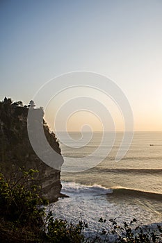 Bali holy Uluwatu Temple coastline ocean sunset