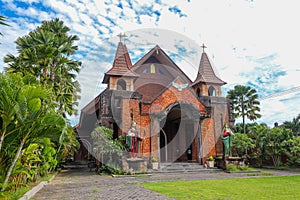 Bali, Indonesia - April 16, 2020. Catholic church on the island of Bali, Gereja Katolik Hati Kudus Yesus - Paroki