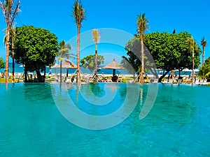 Bali, Indonesia - April 09, 2012: The swimming pool and park in Ayodya Resort