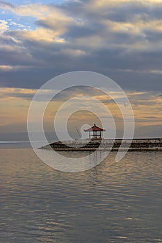 Bali, Sanur, temples in the sea, morning sunrise in a long exposure