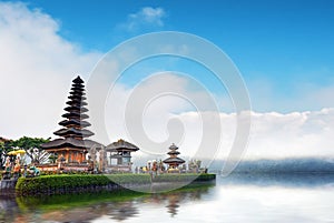Bali temple in Indonesia. Ulun Danu famous travel landmark
