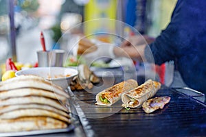 Balik ekmek - fish in bread, traditional Turkish street fast food, fish sanwich