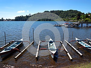 Balinese boats, Lake Brataan scenic landmark