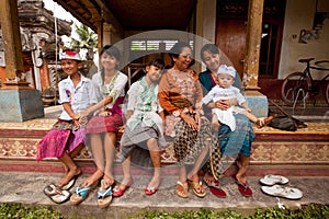 Balinese family befor the ceremonies of Oton