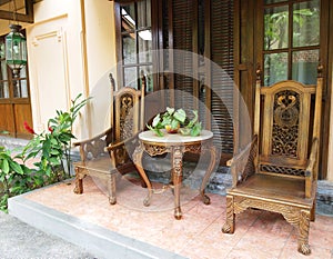 Balinese furniture on patio