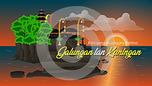 Balinese Hindu Holiday Greeting Rahajeng Nyanggra Rahina Galungan Lan Kuningan Means Happy Galungan And Kuningan Day With Tanah Lo