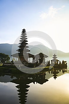 Balinese lake temple dawn bali indonesia