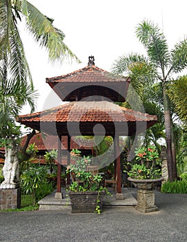 Balinese pavilion in resort garden