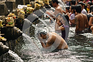 Balinese at Tirta Empul Water Temple, Bali