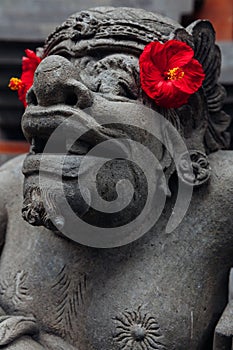 Balinese statue in the temple, Ubud, Bali