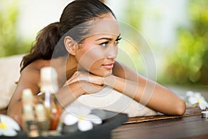 Balinese woman enjoying in spa day