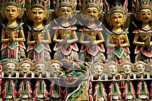 Balinese woodcarving puppets bali indonesia photo