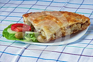 Balkan cuisine. Burek with meat