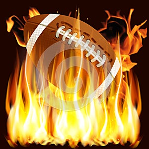 Ball for American football in the fire