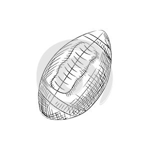 Ball for american football hand drawn sketch isolated on white background. Sport items elements in sketch style, vector