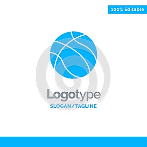 Ball, Basketball, Nba, Sport Blue Solid Logo Template. Place for Tagline