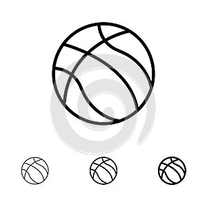 Ball, Basketball, Nba, Sport Bold and thin black line icon set