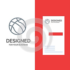 Ball, Basketball, Nba, Sport Grey Logo Design and Business Card Template