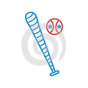 Ball and bat of baseball line and fill style icon vector design