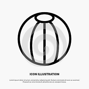 Ball, Beach, Beach Ball, Toy Line Icon Vector