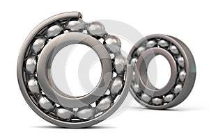 The ball bearing. Cutted ball bearing on a white background