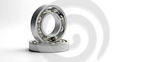 Ball bearing, metal spare part isolated on white. 3d illustration