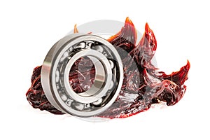 Ball bearing stainless with grease isolated on white background, red excellent water resistance synthetic lithium complex grease