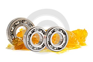 Ball bearing stainless with grease lithium machinery lubrication for automotive and industrial isolated on white background